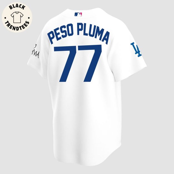 LIMITED Los Angeles Dodgers x Peso Pluma White Nike Logo Design Baseball Jersey