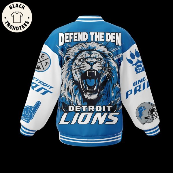 Lions Grit Blue White Mascot Design Baseball Jacket