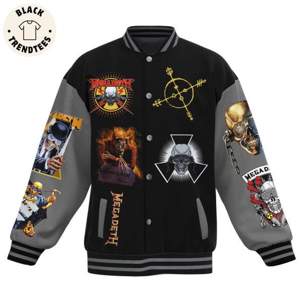 Megadeth Skull Black Design Baseball Jacket