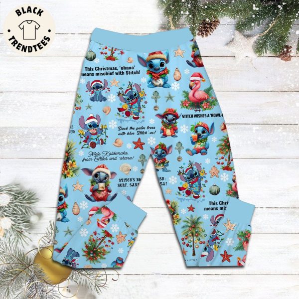 Mele Kalikimak Blue Christmas Design Pajamas Set