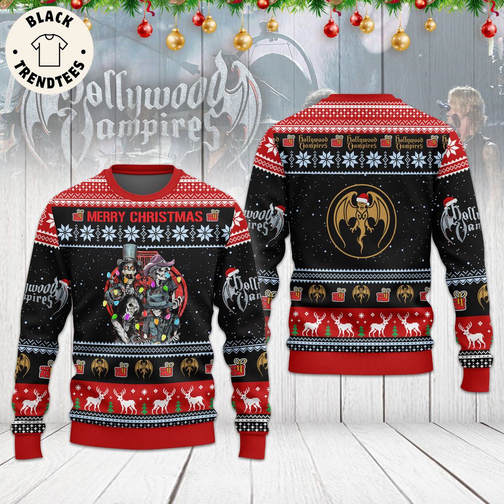 Merry Christmas Hollywood Vampires Black Red Design 3D Sweater