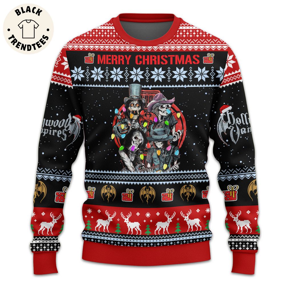 Merry Christmas Hollywood Vampires Black Red Design 3D Sweater