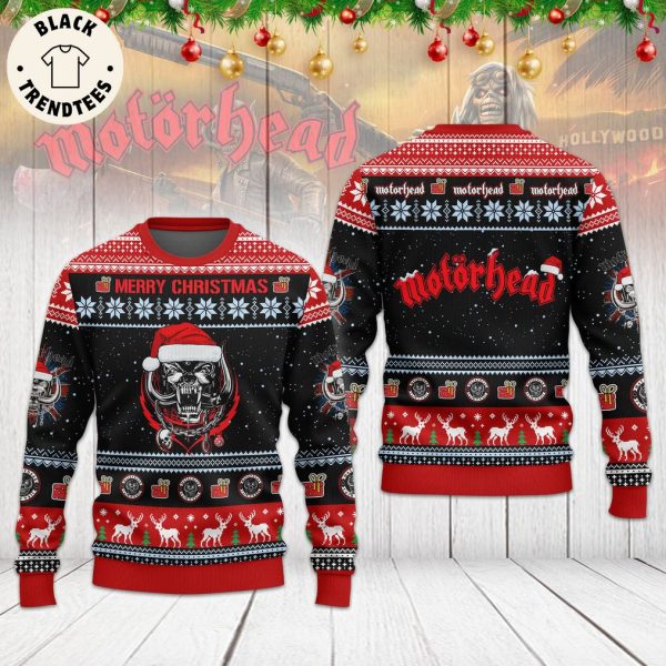 Merry Christmas Skull Motorhead Black Red Design 3D Sweater