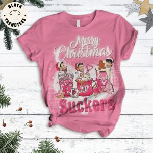 Merry Christmas Suckers Pink Design Pajamas Set