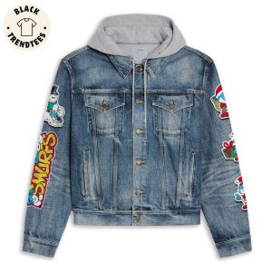Merry Christmas With The Smurfs Design Hooded Denim Jacket