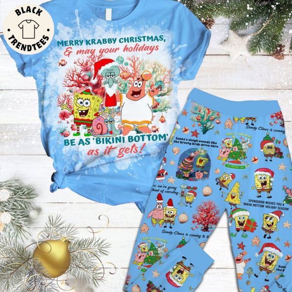 Merry Krabby Christmas May Your Holidays Be As Nikini Bottom As It Gets Blue Design 3D Pajamas Set