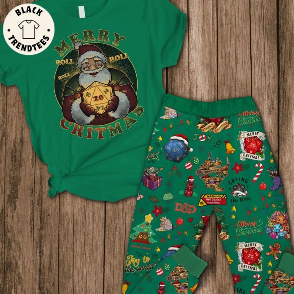 Merry Roll Christmas Noel Green Design Pajamas Set