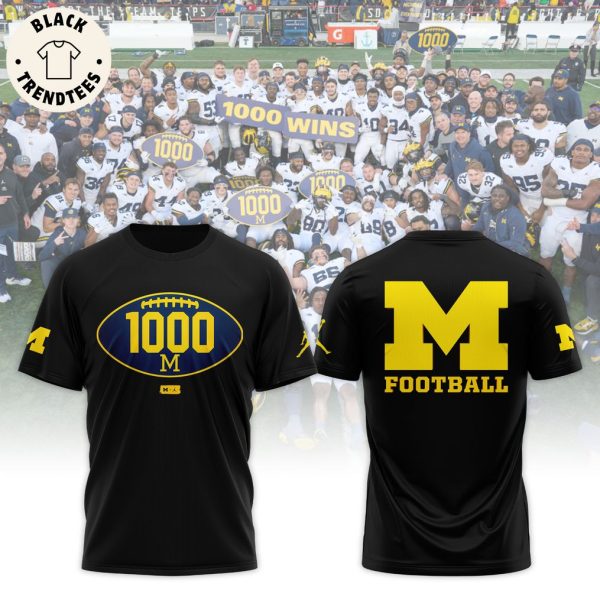 Michigan 1000 Wins Football Black Design 3D T-Shirt