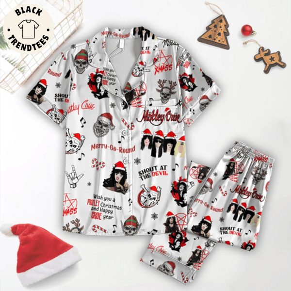 Motley Criie Skull Merry Go Round White Design Pajamas Set