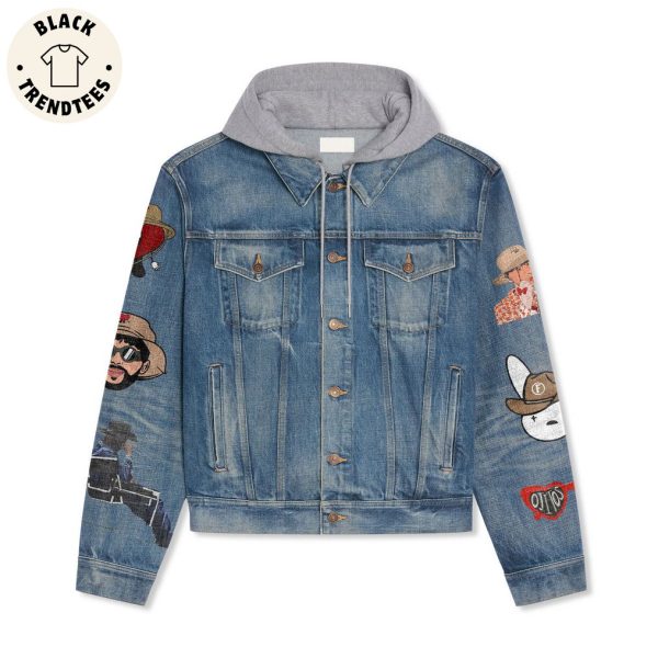 Nadie Sabe Lo Que Va A Pasar Manana Bad Bunny Portrait Design Hooded Denim Jacket