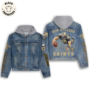 New Okleans Saints Portrait Design Hooded Denim Jacket