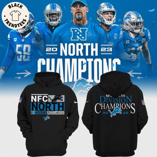 NFC North Champions 2023 Nike Logo Detroit Lions Black Design 3D Hoodie  Longpant Cap Set