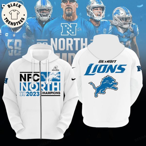 NFC North Division Champions Detroit Lions 2023 Nike Logo White Design Hoodie Longpant Cap Set