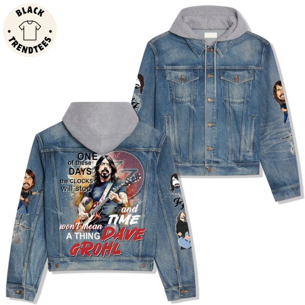 One Of These Day The Clocks Will Stop Design Hooded Denim Jacket