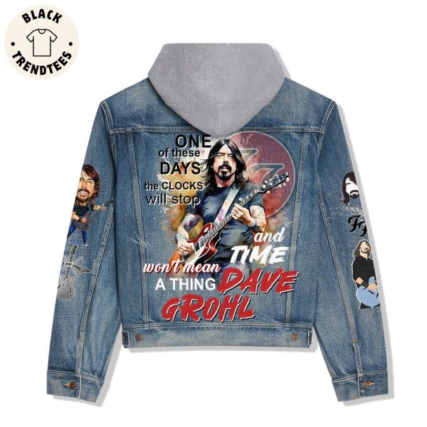 One Of These Day The Clocks Will Stop Design Hooded Denim Jacket