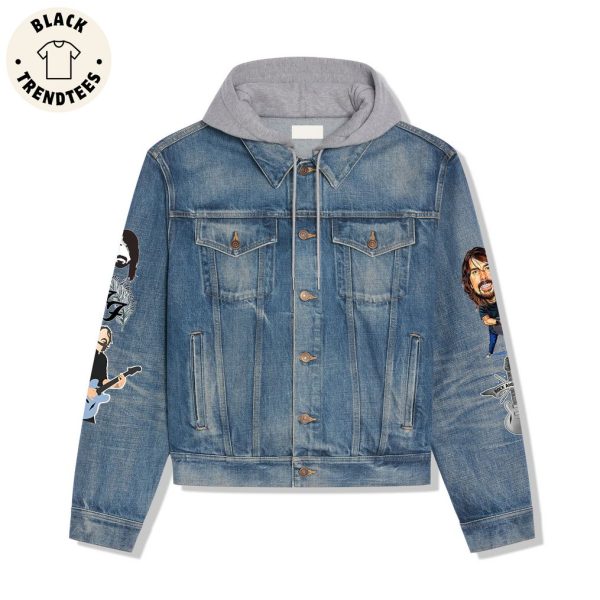 One Of These Day The Clocks Will Stop Design Hooded Denim Jacket