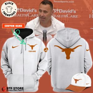 Personalized 2023 Big 12 Football Champions Texas Longhorns Nike Logo White Design 3D Hoodie