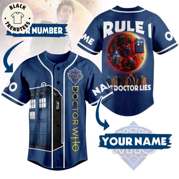 Personalized Doctor Who Blue Design Baseball Jersey