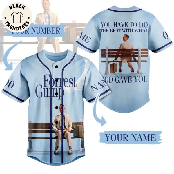 Personalized Forrest Gump Blue Design Baseball Jersey