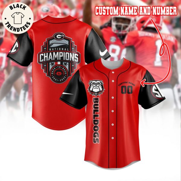 Personalized Georgia Bulldogs Mascot Red Design Baseball Jersey
