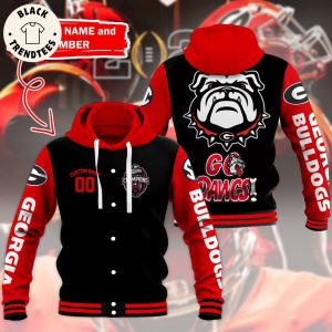 Personalized Georgia Bulldogs Red Black Mascot Design Baseball Jacket
