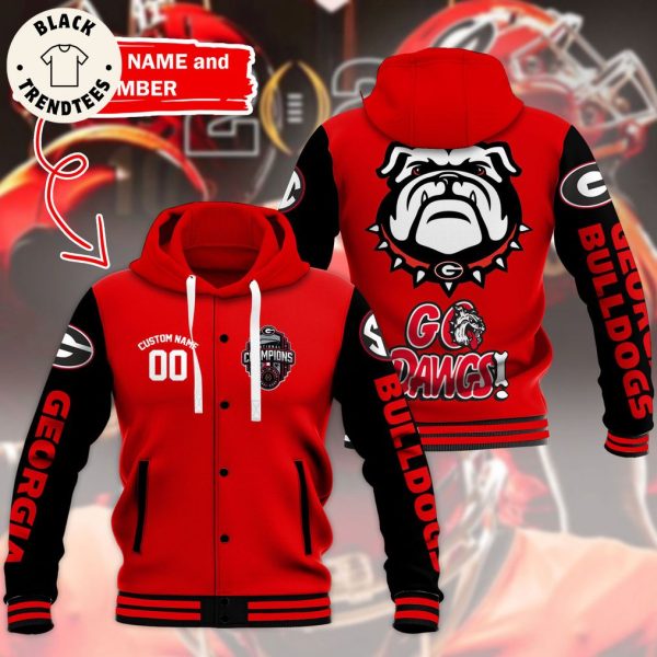 Personalized Georgia Bulldogs Red Black Mascot Design Baseball Jacket