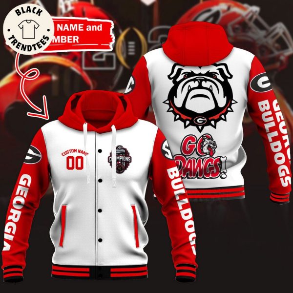 Personalized Georgia Bulldogs Red Black Mascot Design Baseball Jacket