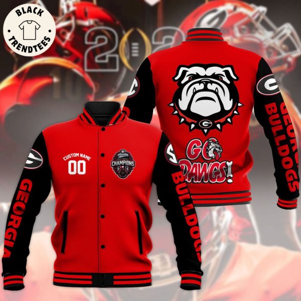 Personalized Georgia Bulldogs Red Black Mascot Design Baseball Jacket