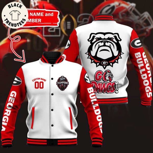 Personalized Georgia Bulldogs Red Black Mascot Design Baseball Jacket