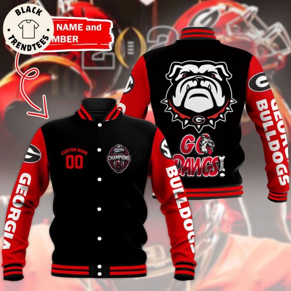 Personalized Georgia Bulldogs Red Black Mascot Design Baseball Jacket