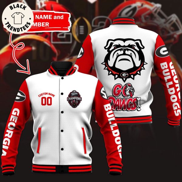 Personalized Georgia Bulldogs Red Mascot Design Baseball Jacket