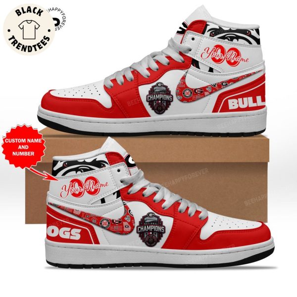 Personalized Georgia Bulldogs White Red Nike Logo Design Air Jordan 1 High Top