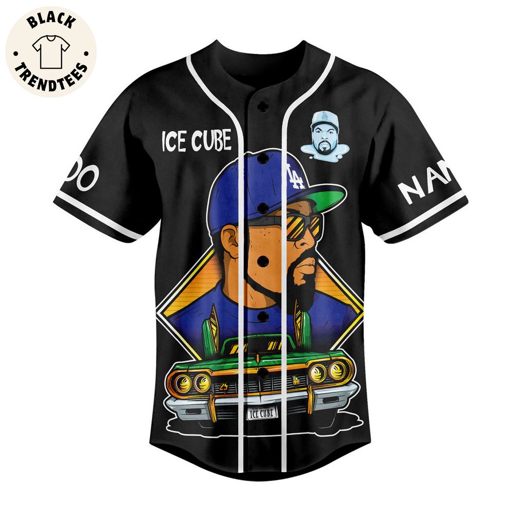 Personalized Ice Cube Portrait Black Design Baseball Jersey