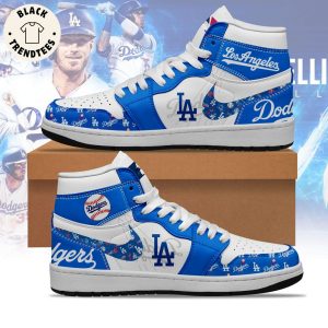 Personalized Los Angeles Dodgers MLB 2023 Nike Logo Blue White Design Air Jordan 1 High Top