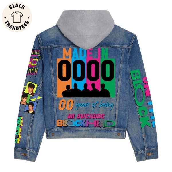 Personalized Made In Number Years Of Being An Awesome Blockhead Portrait Design Hooded Denim Jacket