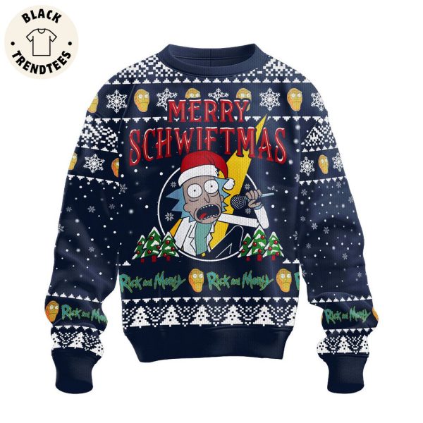 Personalized Merry Schwiftmas Rick And Morty Blue Design 3D Sweater