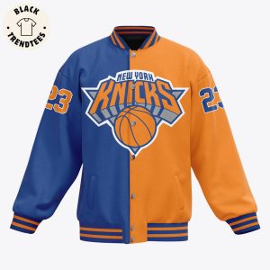 Personalized New York Knicks Bingbong Orange Blue Mix Design Baseball Jacket