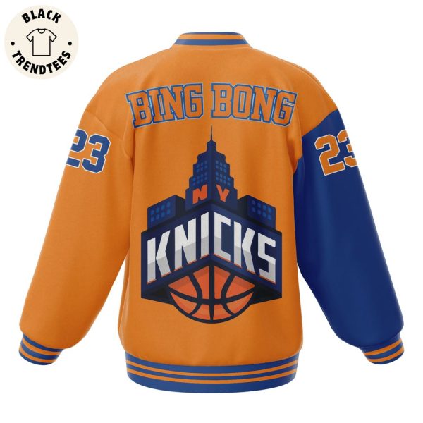 Personalized New York Knicks Bingbong Orange Blue Mix Design Baseball Jacket