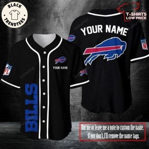 Personalized NFL Buffalo Bills Black NFL Logo Design Baseball Jersey