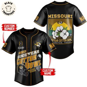 Personalized Playoff 2023 Goodyear Cotton Bowl Mizzou Tiger Black Design Baseball Jersey