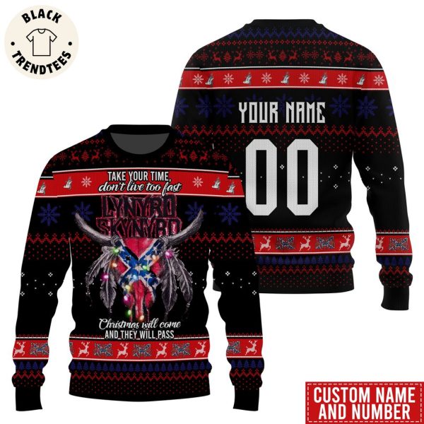 Personalized Take Your Time Don’t Live Too Fast Christmas Will Come And They Will Pass Black Design 3D Sweater