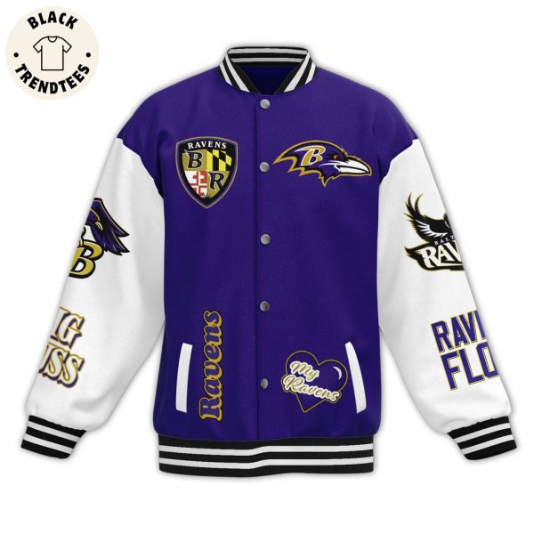 Ravens Fly Blue Mascot Design Baseball Jacket