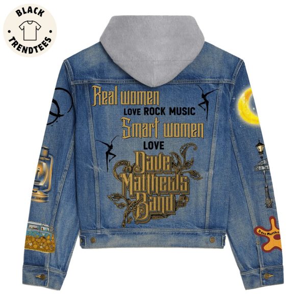 Real Women Smart Women Love Van Halen Band Moon Design Hooded Denim Jacket