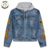 Somebody Save Me Portrait Design Hooded Denim Jacket