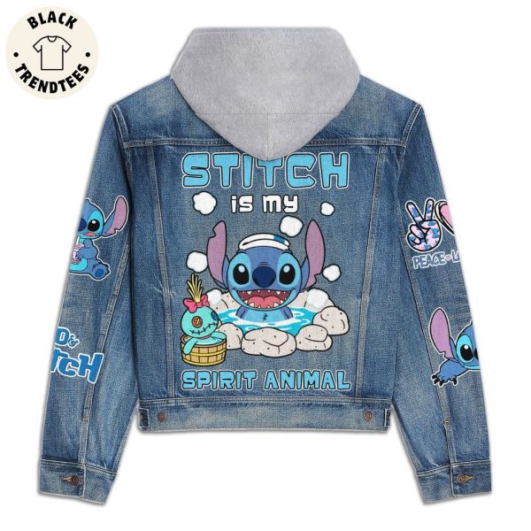 Stitch Is My Spirit Animal Portrait Design Hooded Denim Jacket