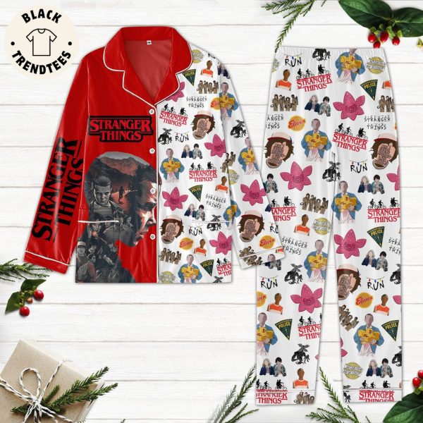 Stranger Things Red White Design Pajamas Set