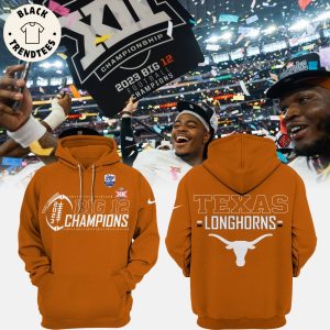 Texas Longhorns Big 12 Champions 2023 Blue Offical Texas Longhorns Orange Nike Logo Design 3D Hoodie