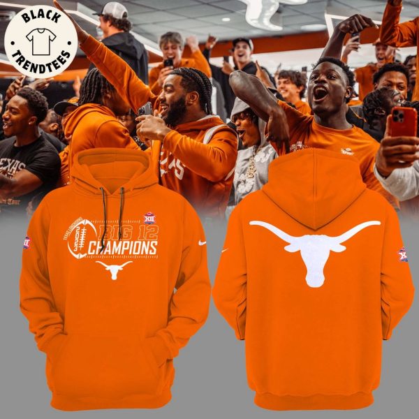 Texas Longhorns Big 12 Champions 2023 Mascot Orange  Design 3D Hoodie