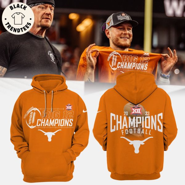 Texas Longhorns Big 12 Champions 2023 Nike Logo Orange  Design 3D Hoodie