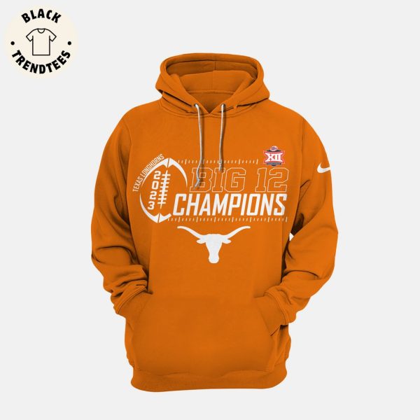 Texas Longhorns Big 12 Champions 2023 Nike Logo Orange  Design 3D Hoodie